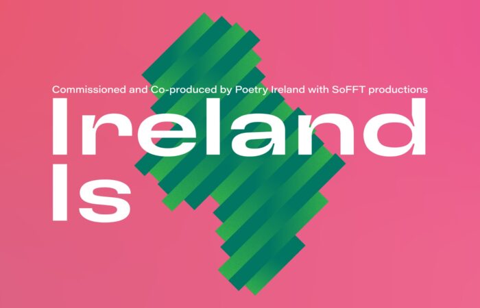 Ireland Is poster featuring a green stylized depiction of Ireland on a pink background