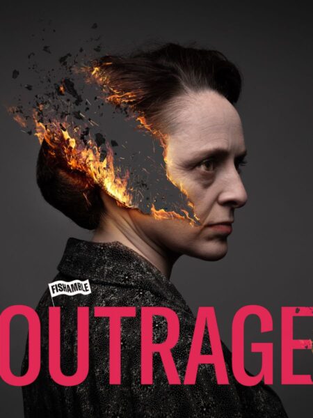 Outrage - image of a woman's head in flames