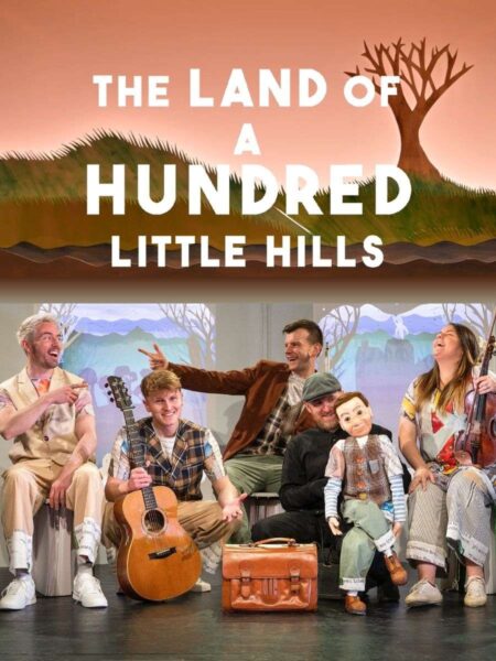 The cast members of Ceol Connected posing with musical instruments in The Land of a Hundred Little Hills