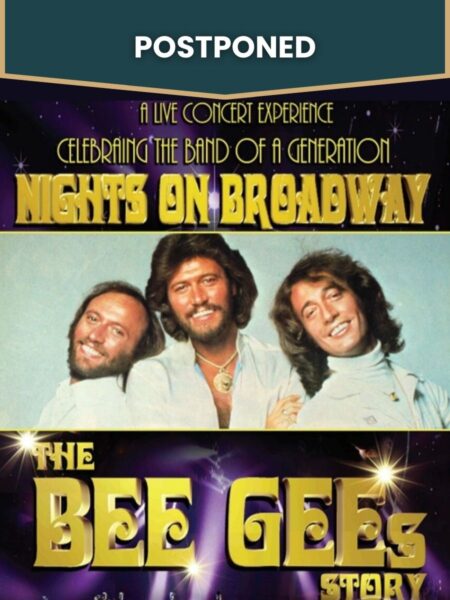 The Bee Gees smiling. The words "Nights on Broadway - The Bee Gees Story" are overlaid.
